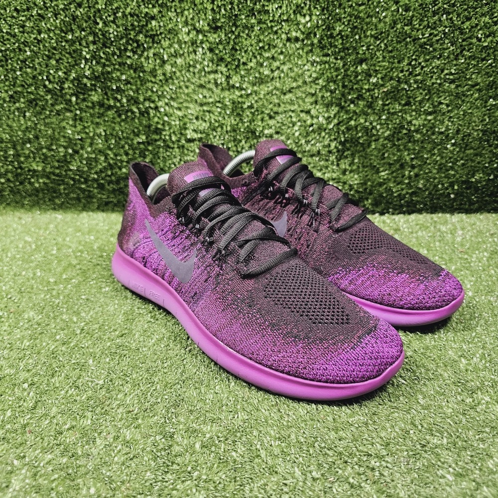 Nike Free RN Flyknit 2017 Purple Black Athletic Sneakers 880844-004 Womens 10.5